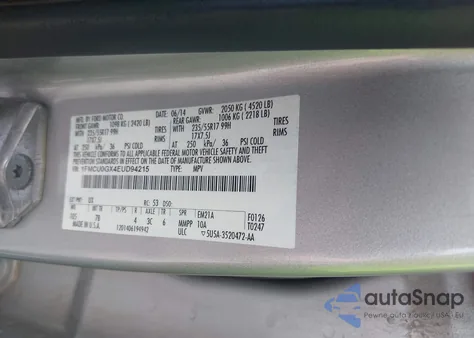 2014 Ford Escape Se из США, поврежденный, VIN 1FMCU0GX4EUD94215